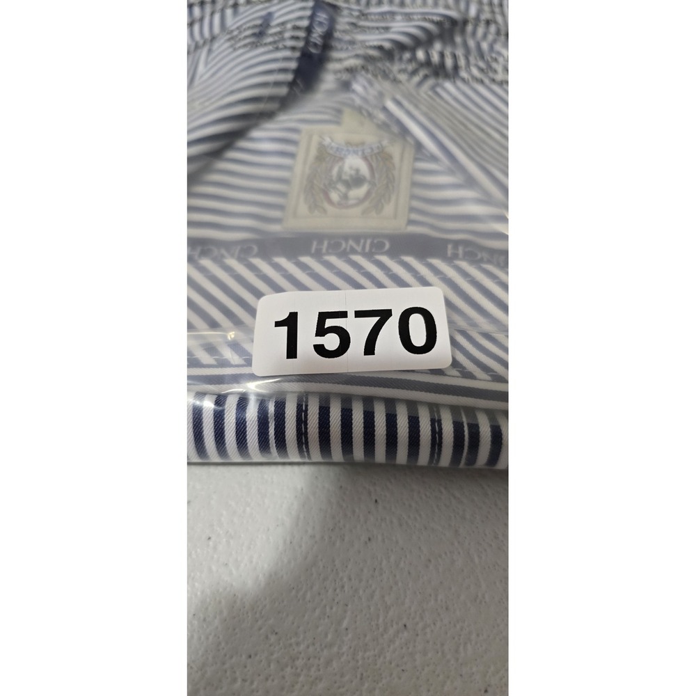 Cinch Shirt Mens L Blue Western Button‎ Down Cowboy Rodeo Striped - Picture 9 of 9